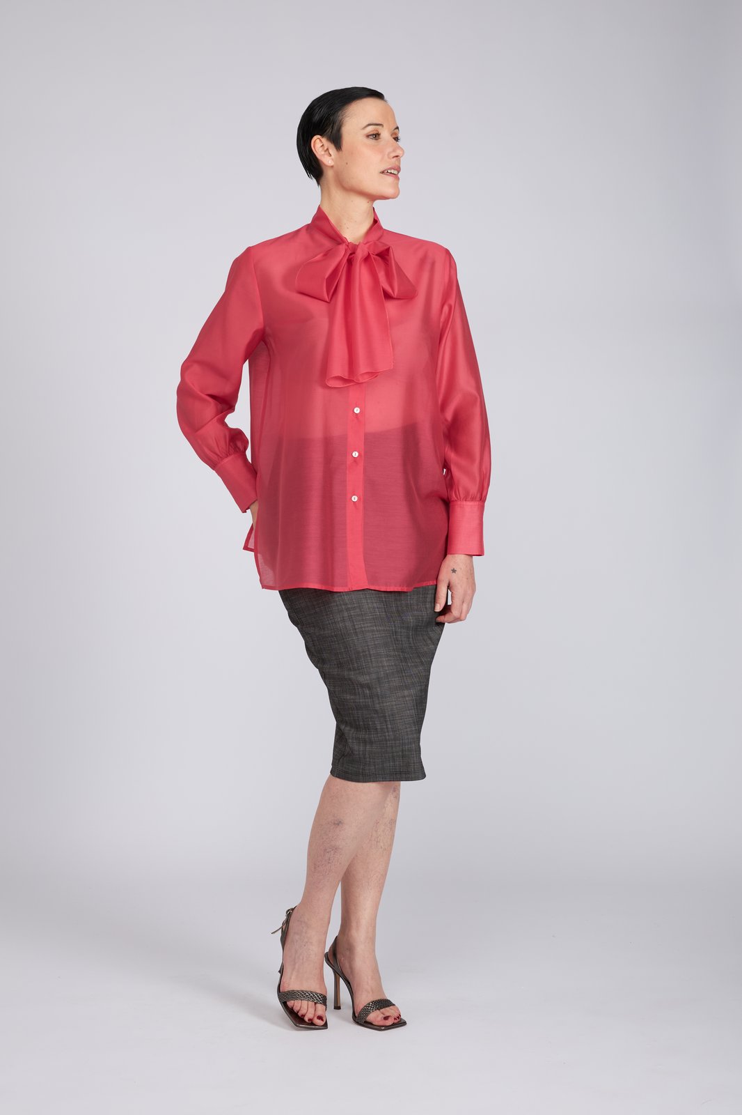 Camicia Cloe in organza fucsia