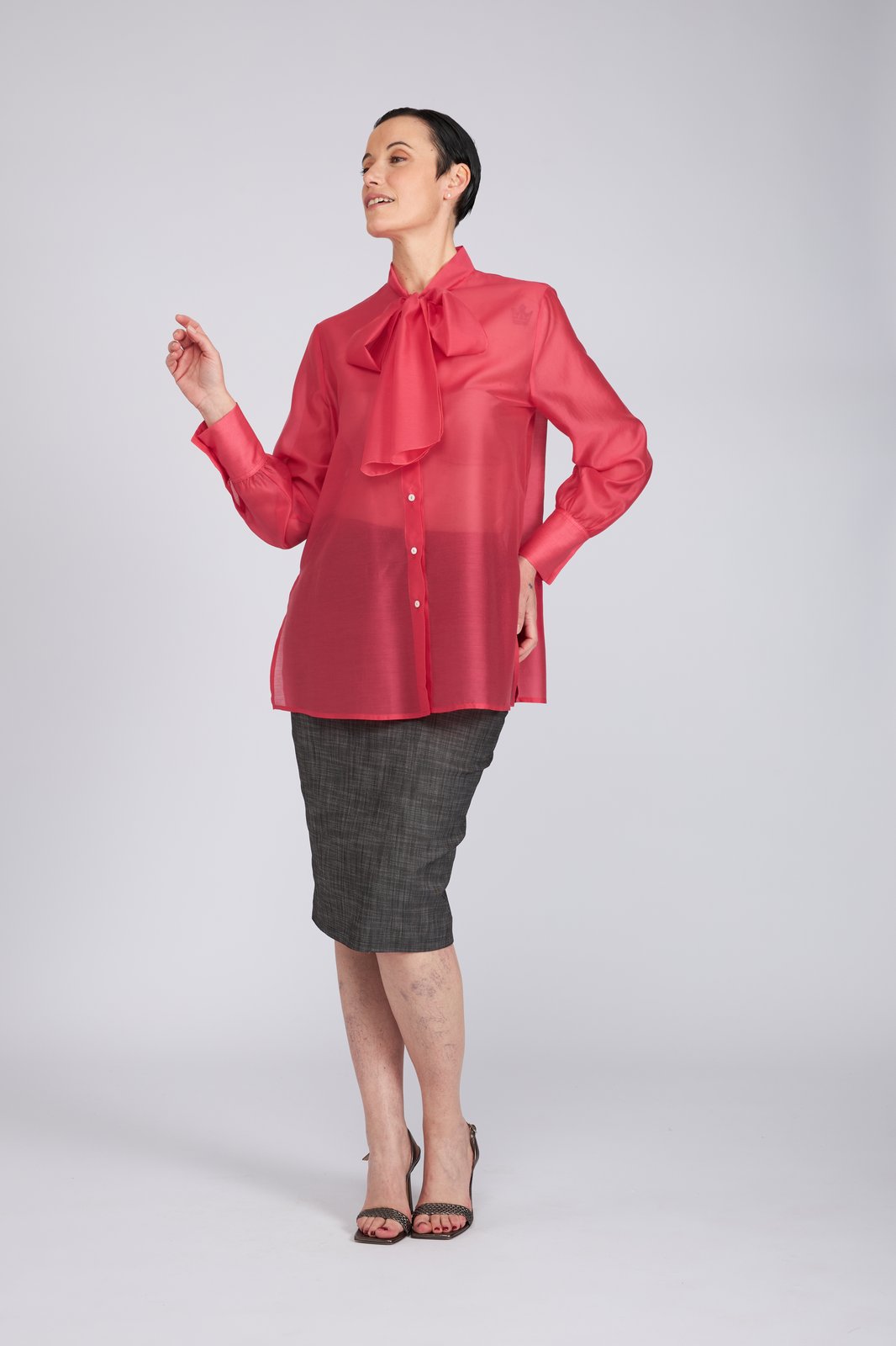 Camicia Cloe in organza fucsia
