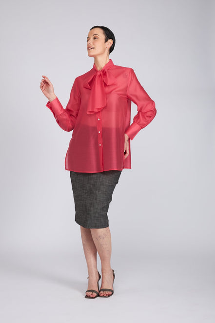 Camicia Cloe in organza fucsia