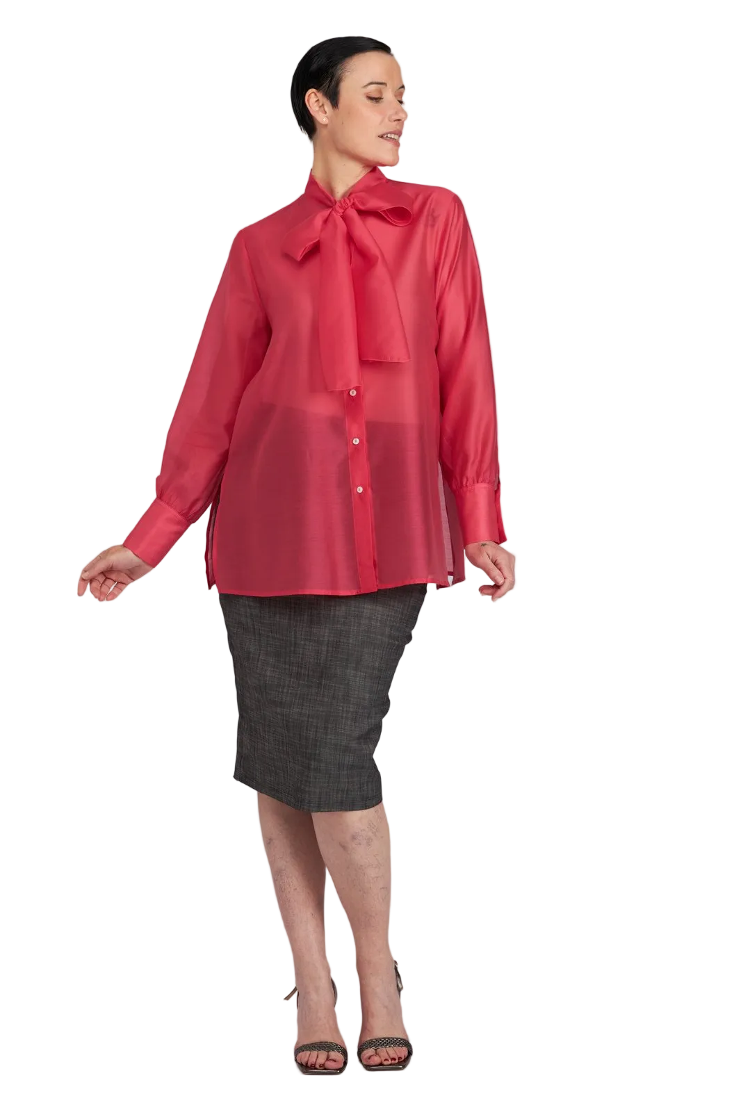 Camicia Cloe in organza fucsia