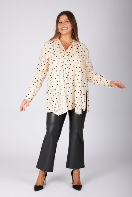 Camicia Cloe pois nero su panna