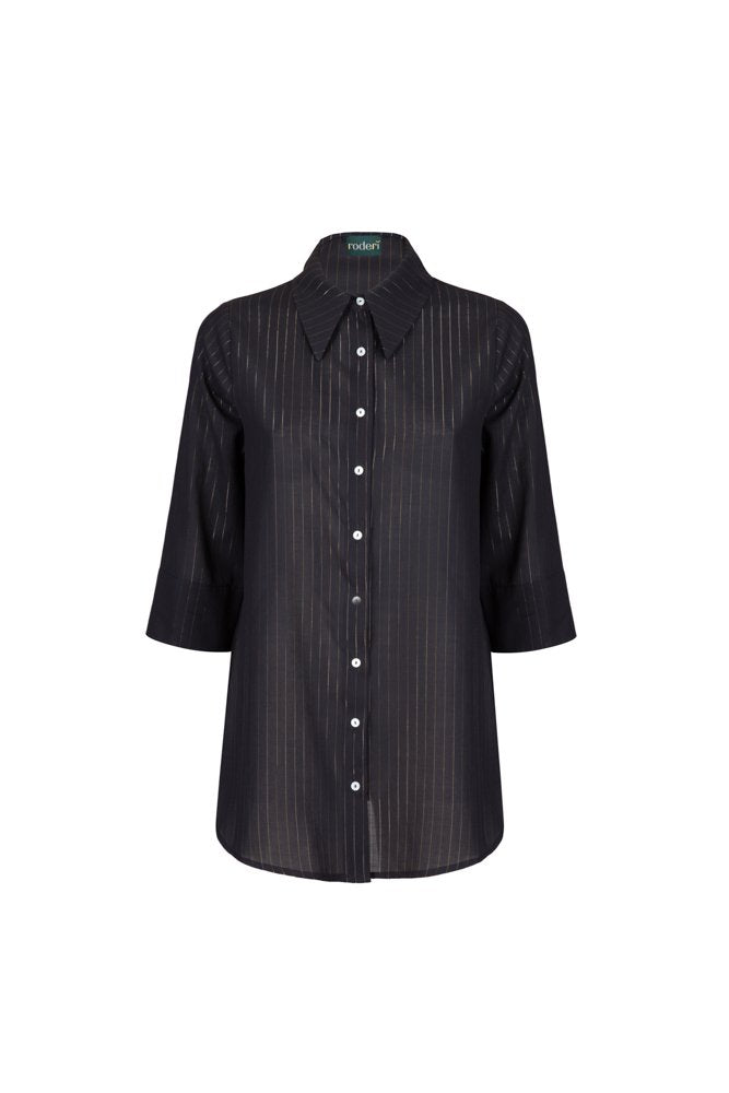 Camicia Milano nero riga lurex