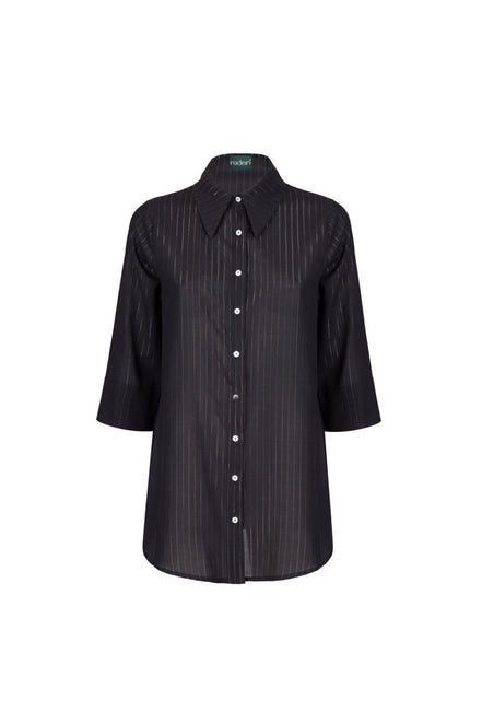 Camicia Milano nero riga lurex