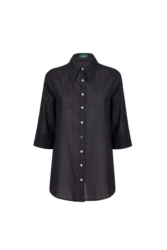 Camicia Milano nero riga lurex