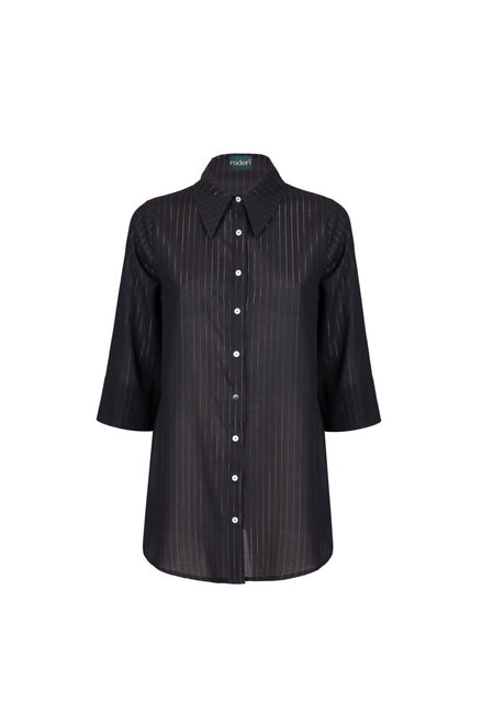 Camicia Milano nero riga lurex