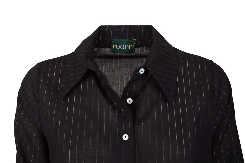 Camicia Milano nero riga lurex