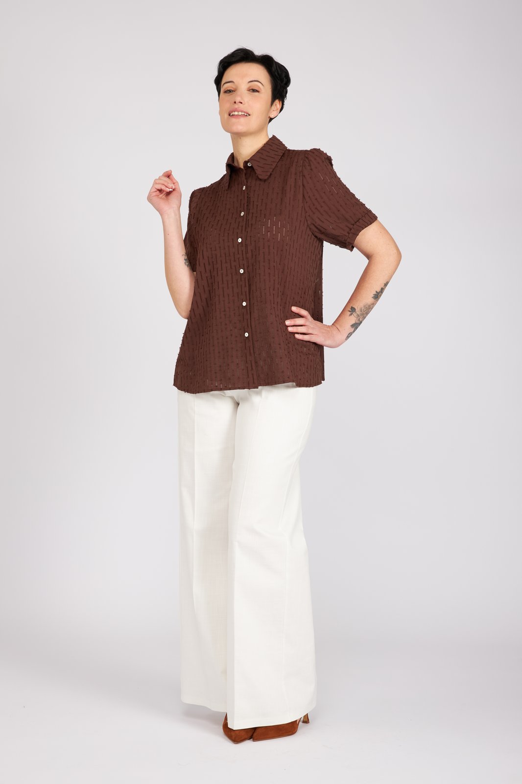 Camicia Emily in garza cioccolato