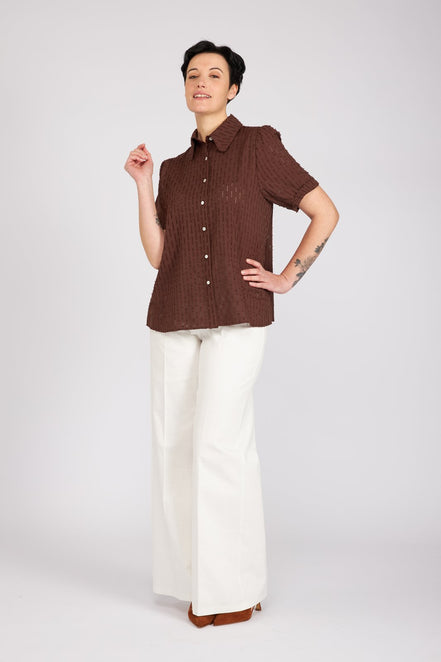Camicia Emily in garza cioccolato