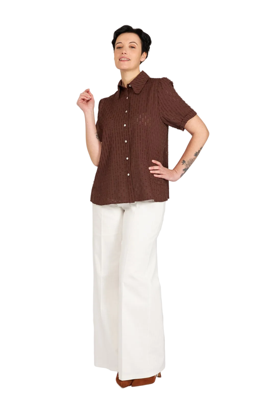 Camicia Emily in garza cioccolato
