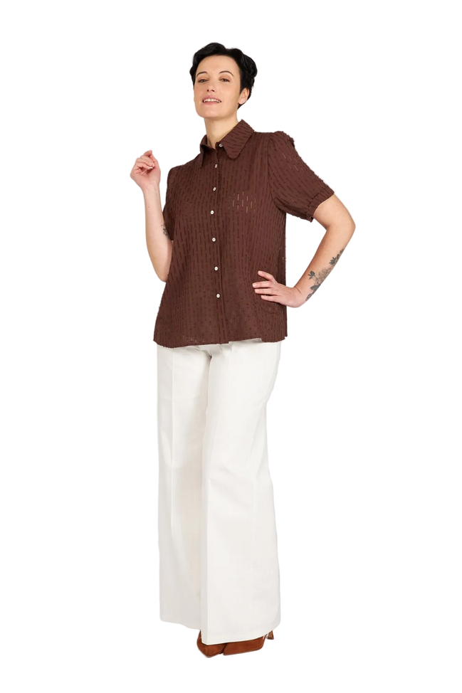 Camicia Emily in garza cioccolato