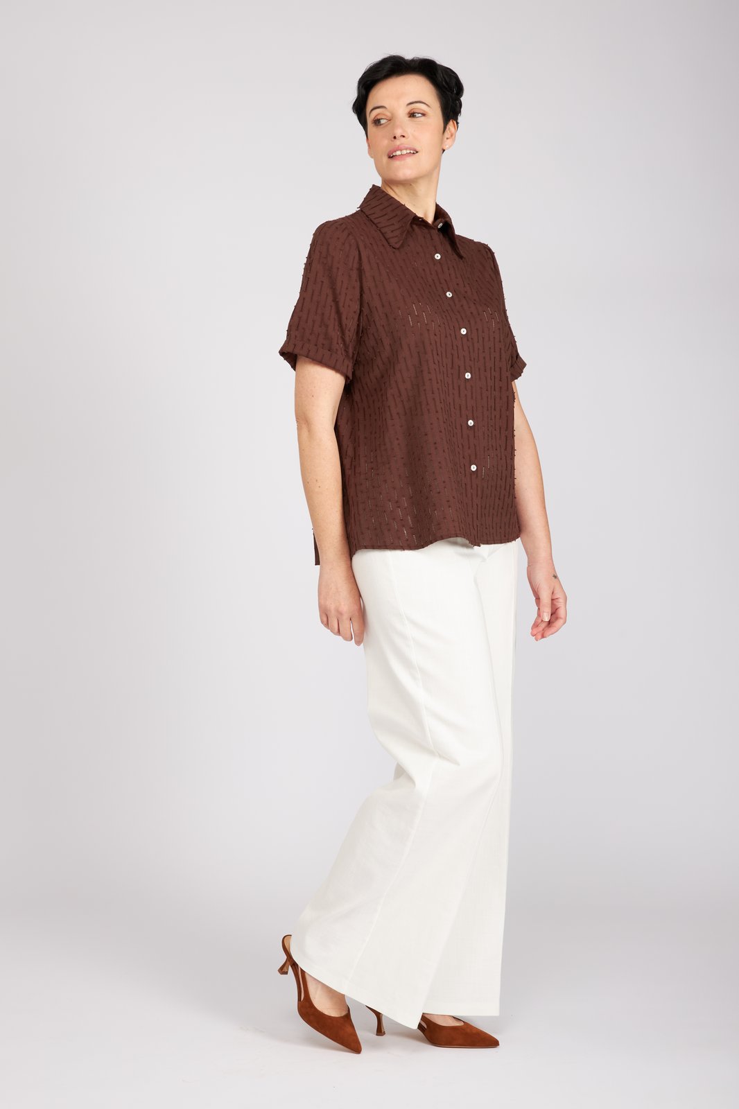 Camicia Emily in garza cioccolato