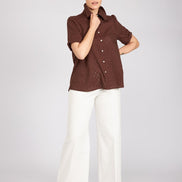 Camicia Emily in garza cioccolato