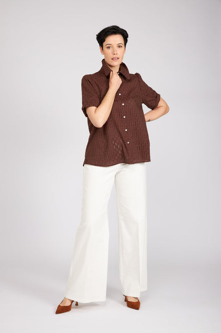 Camicia Emily in garza cioccolato