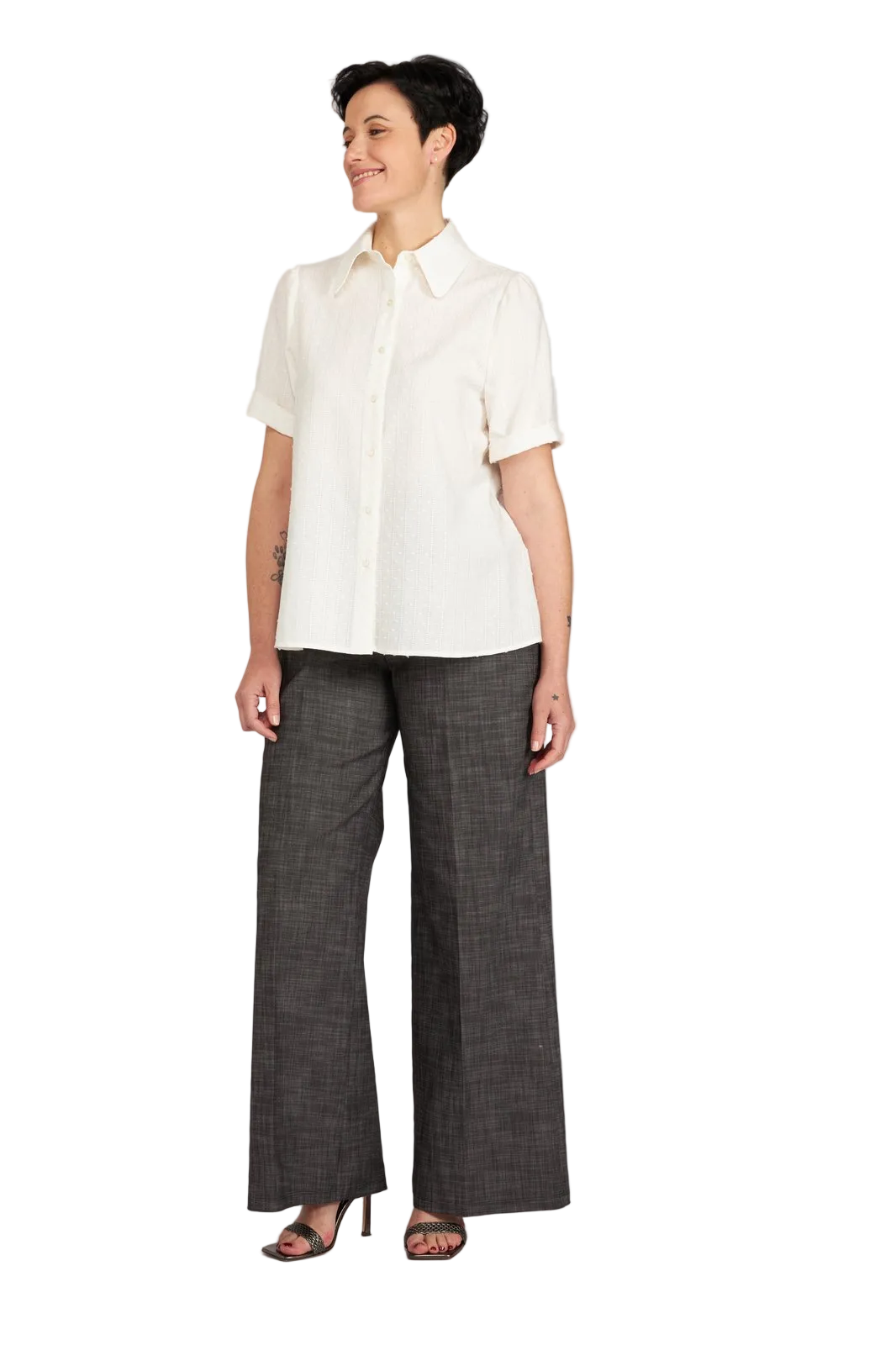 Camicia Emily in plumetis panna