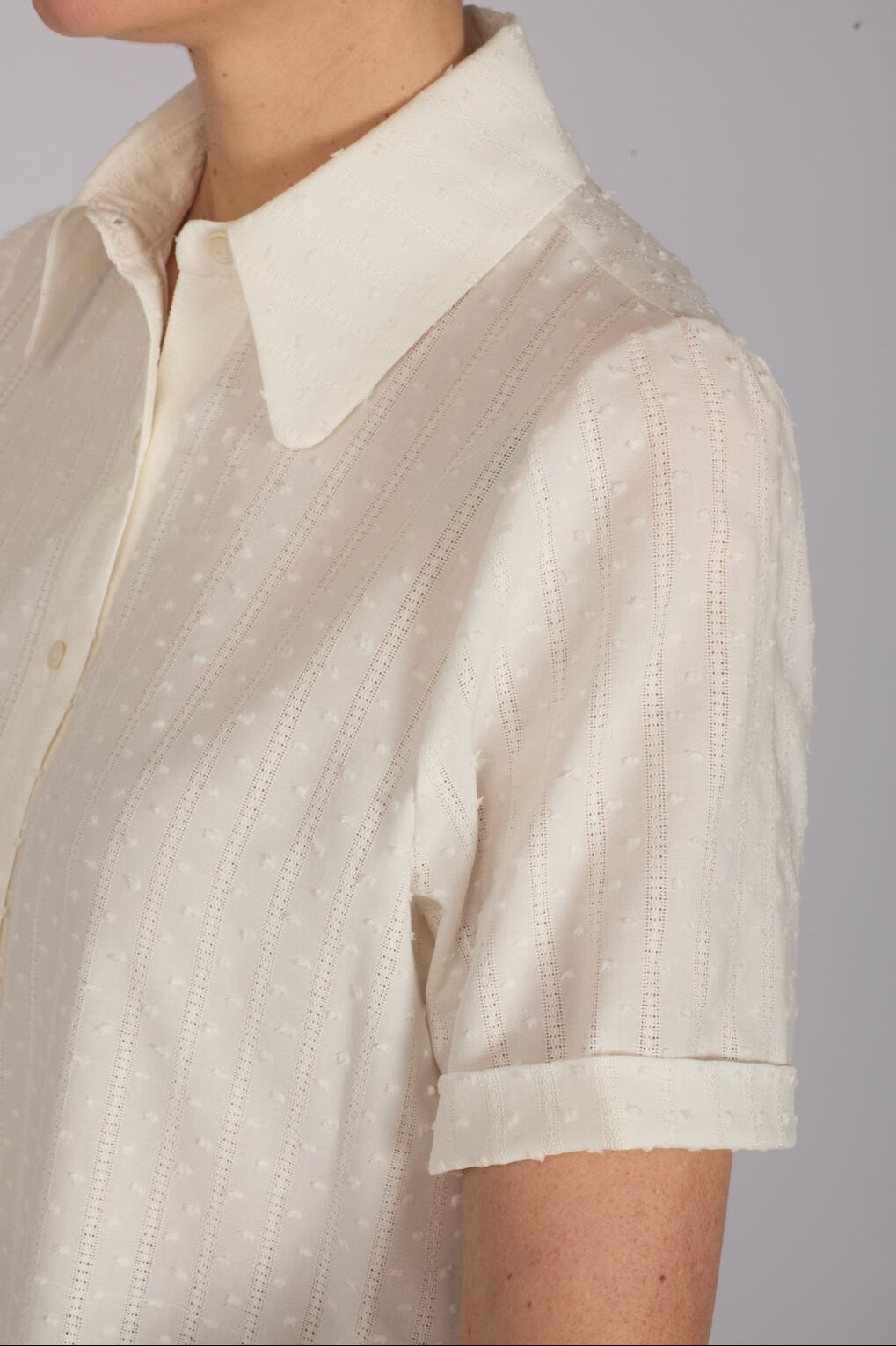 Camicia Emily in plumetis panna