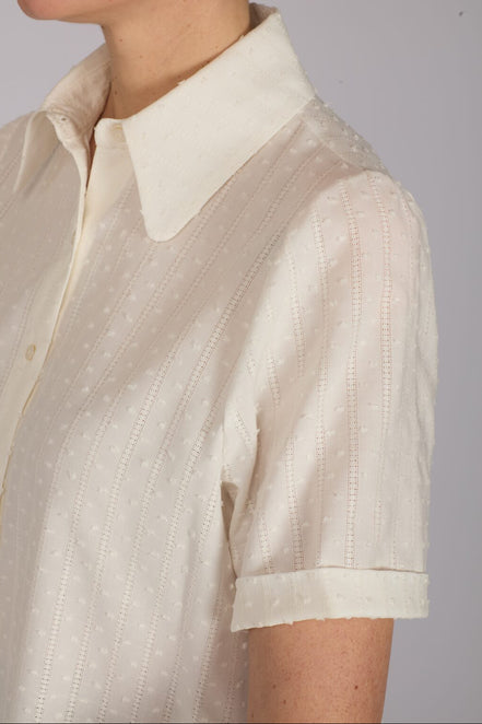 Camicia Emily in plumetis panna