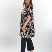 Camicia India fantasia fiori blu vino