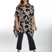 Camicia India fantasia fiori blu vino