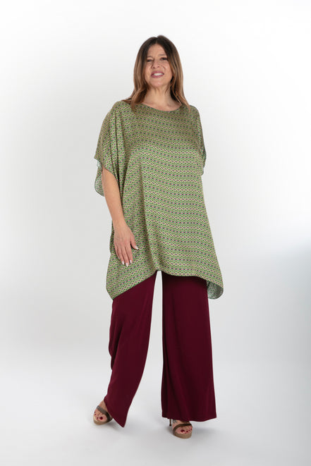 Camicia India fantasia optical verde fucsia