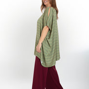 Camicia India fantasia optical verde fucsia