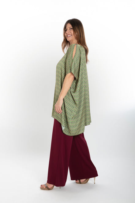 Camicia India fantasia optical verde fucsia