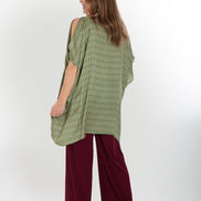 Camicia India fantasia optical verde fucsia