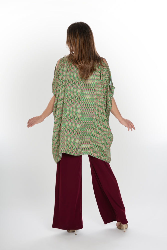 Camicia India fantasia optical verde fucsia