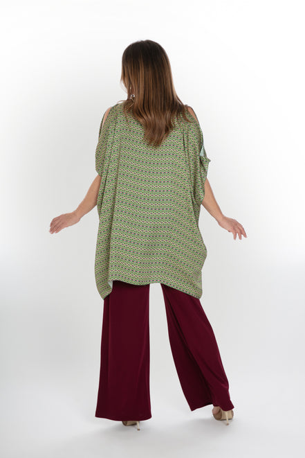 Camicia India fantasia optical verde fucsia