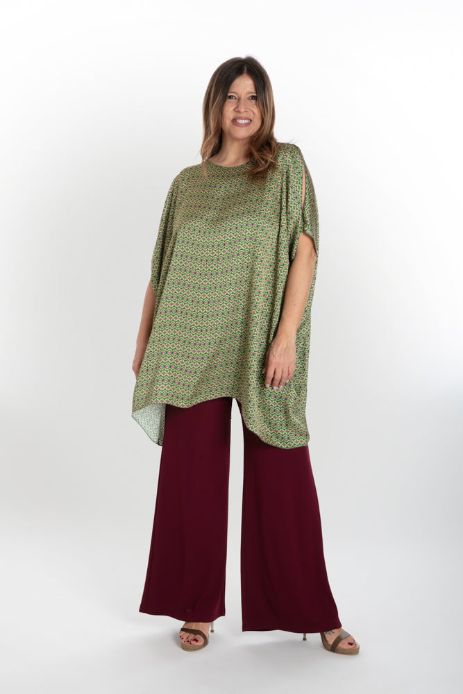 Camicia India fantasia optical verde fucsia