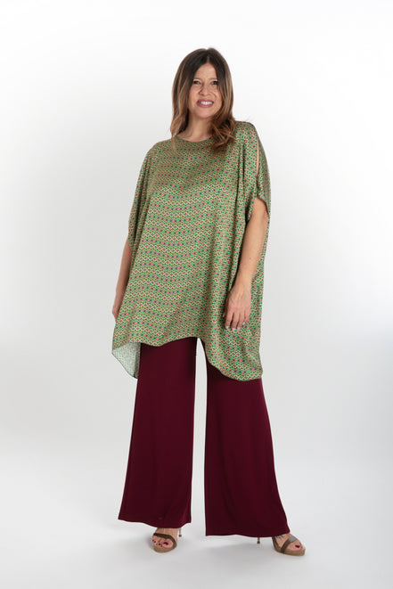 Camicia India fantasia optical verde fucsia