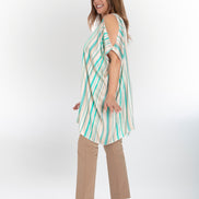 India Shirt in Beige and Green Stripe