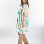India Shirt in Beige and Green Stripe