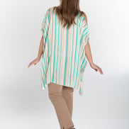 India Shirt in Beige and Green Stripe