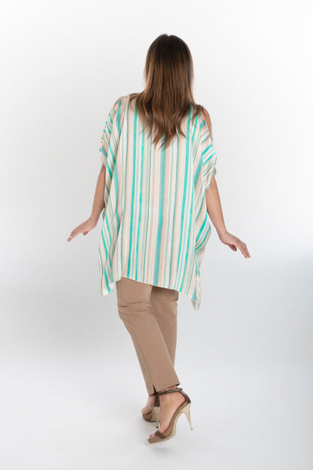 India Shirt in Beige and Green Stripe