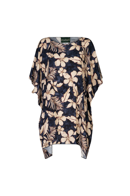 Camicia India fantasia fiori blu vino