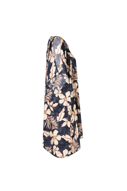 Camicia India fantasia fiori blu vino