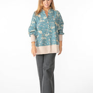 Camicia Paris fantasia fiori fondo azzurro