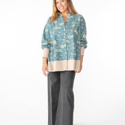 Camicia Paris fantasia fiori fondo azzurro