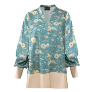 Camicia Paris fantasia fiori fondo azzurro