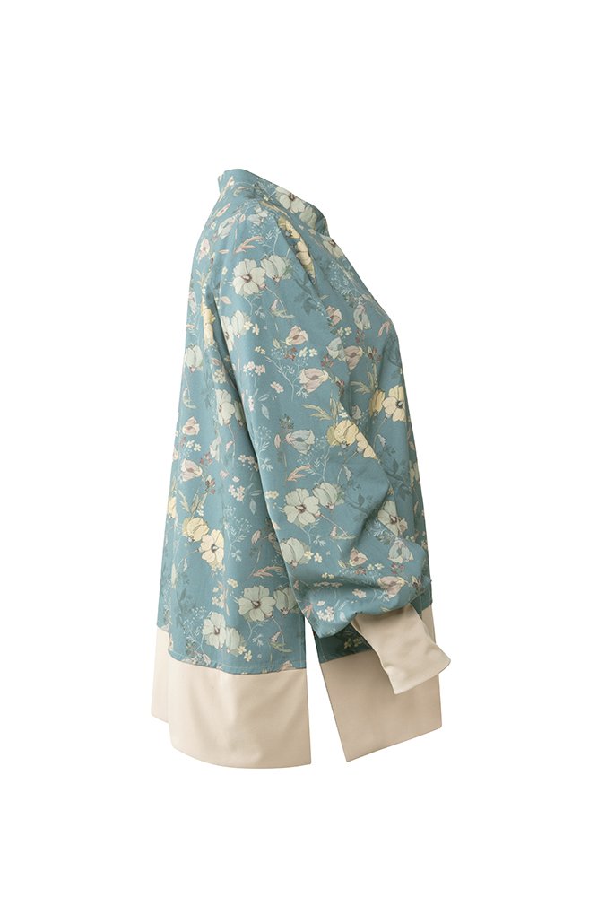 Camicia Paris fantasia fiori fondo azzurro