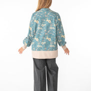 Camicia Paris fantasia fiori fondo azzurro