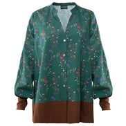 Camicia Paris fantasia fiori fondo verde