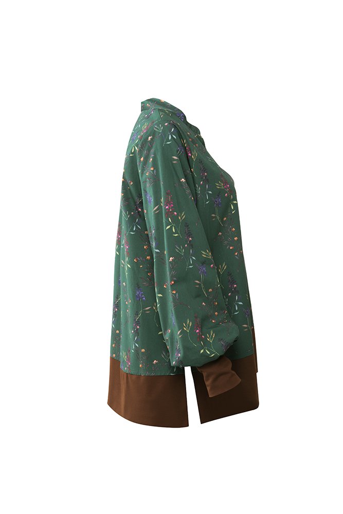 Camicia Paris fantasia fiori fondo verde