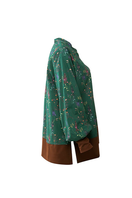 Camicia Paris fantasia fiori fondo verde
