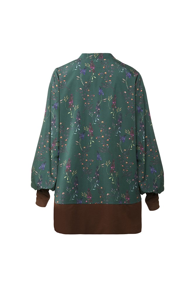 Camicia Paris fantasia fiori fondo verde