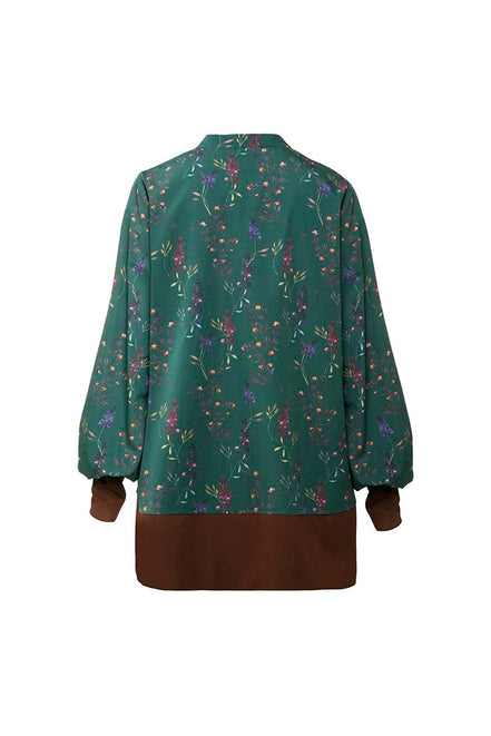 Camicia Paris fantasia fiori fondo verde
