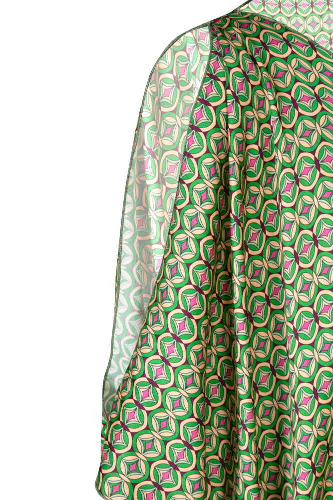 Camicia India fantasia optical verde fucsia
