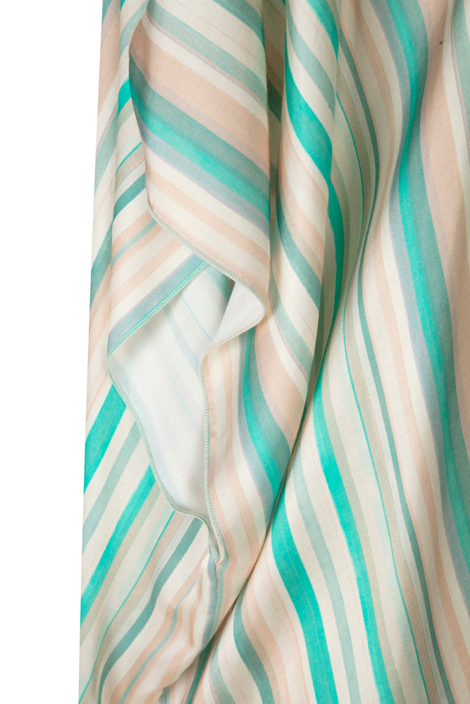 India Shirt in Beige and Green Stripe