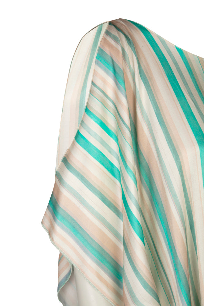 India Shirt in Beige and Green Stripe