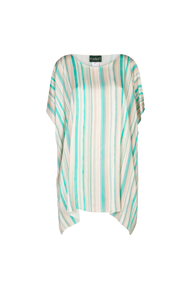 India Shirt in Beige and Green Stripe